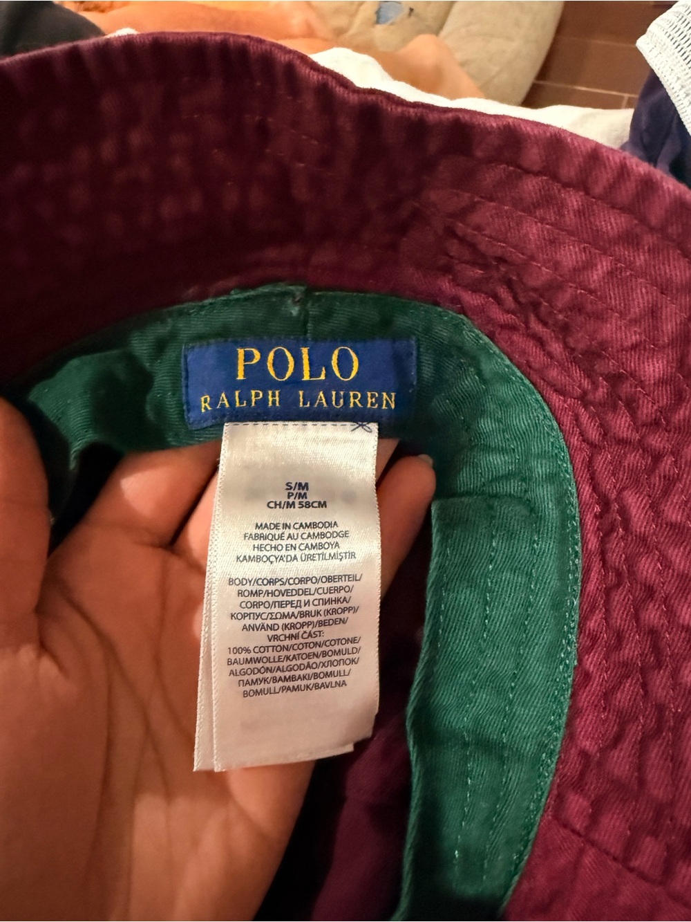 Embroidered POLO RALPH LAUREN Burgundy Bucket Hat - Picture 3 of 3